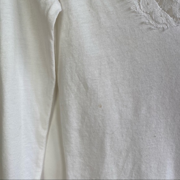 Theory White V-neck Lace Long Sleeve Shirt Blouse - Picture 6 of 11